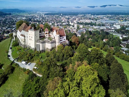 Castle of the Habsburgs, Kyburgers on an almost circular Molasse hill, Lenzburg, Canton Aargau,