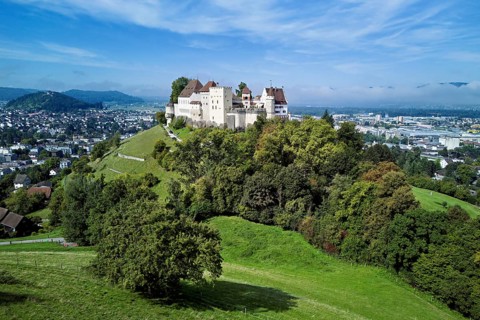 Castle of the Habsburgs, Kyburgers on an almost circular Molasse hill, Lenzburg, Canton Aargau,