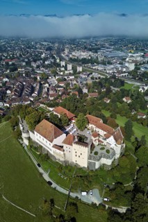 Castle of the Habsburgs, Kyburgers on an almost circular Molasse hill, Lenzburg, Canton Aargau,