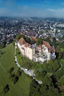 Castle of the Habsburgs, Kyburgers on an almost circular Molasse hill, Lenzburg, Canton Aargau,