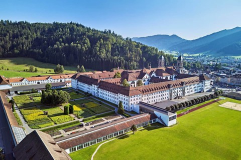 Benedictine abbey, monastery, place of pilgrimage, Einsiedeln, Canton Schwyz, Switzerland
