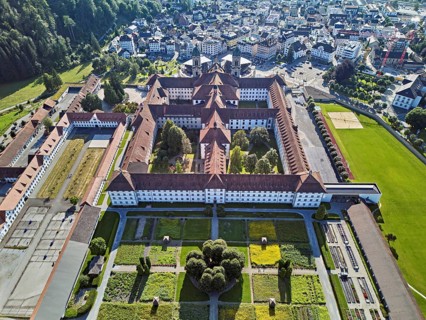 Benedictine abbey, monastery, place of pilgrimage, Einsiedeln, Canton Schwyz, Switzerland