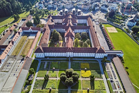 Benedictine abbey, monastery, place of pilgrimage, Einsiedeln, Canton Schwyz, Switzerland
