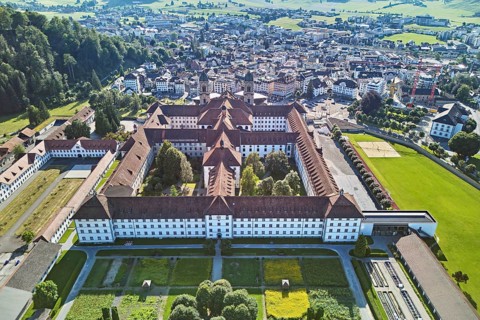 Benedictine abbey, monastery, place of pilgrimage, Einsiedeln, Canton Schwyz, Switzerland