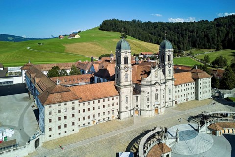 Benedictine abbey, monastery, place of pilgrimage, Einsiedeln, Canton Schwyz, Switzerland