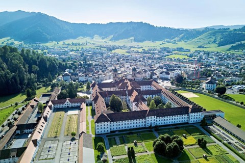 Benedictine abbey, monastery, place of pilgrimage, Einsiedeln, Canton Schwyz, Switzerland
