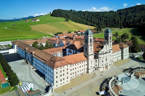 Benedictine abbey, monastery, place of pilgrimage, Einsiedeln, Canton Schwyz, Switzerland