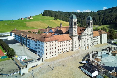 Benedictine abbey, monastery, place of pilgrimage, Einsiedeln, Canton Schwyz, Switzerland
