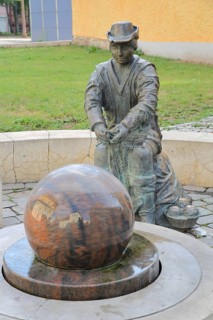 Monument to founder David Strickermann, town history on the development of the textile industry,