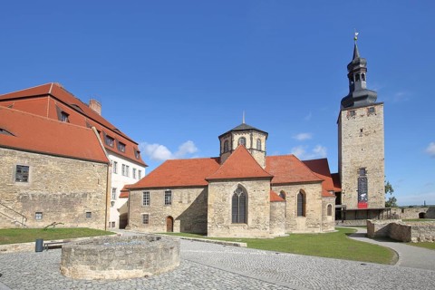 Inner courtyard with Romanesque castle chapel built in the 10th century Paris Tower and castle
