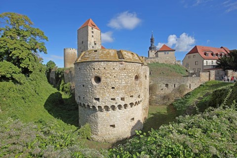 Romanesque castle built in the 10th century with Dicker Heinrich, Marterturm and Pariser Turm,