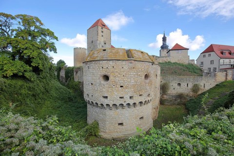 Romanesque castle built in the 10th century with Dicker Heinrich, Marterturm and Pariser Turm,