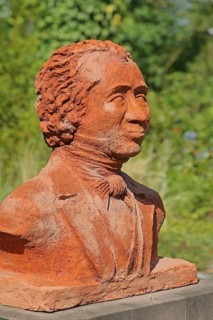 Monument to physician and doctor Johann Wilhelm Tolberg, Bust, Solepark, spa garden, Bad Salzelmen,
