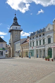 Historic salt tower, town tower, market square, Schönebeck, Saxony-Anhalt, Germany