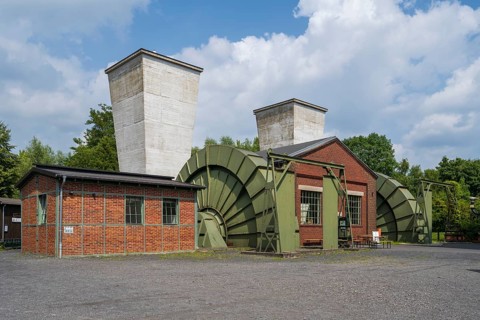 Mine fan and buildings at Hannover colliery, LWL Museum, former mine, industrial heritage, Bochum,
