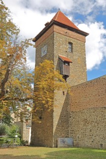 Historic Bülstring gate tower and former town fortifications, town wall, town tower, town gate,
