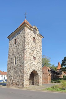 Historic Breitestraßetor, town gate, town tower, Zerbst, Fläming, Saxony-Anhalt, Germany