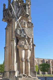Roland, statue with sword, market square, Zerbst, Fläming, Saxony-Anhalt, Germany