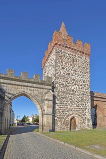 Historic Heath Gate, town gate and town tower, Zerbst, Fläming, Saxony-Anhalt, Germany