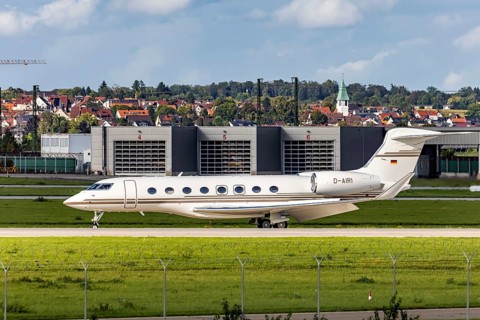 Aircraft at Stuttgart Airport. Aircraft registration number: D-AIRI, Gulfstream G650ER, DC Aviation