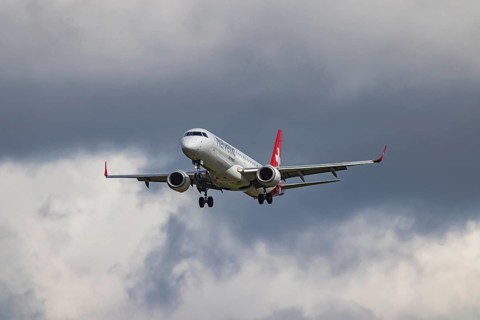 Aircraft approaching Stuttgart Airport. Aircraft registration number: D-AGWV, Eurowings, Airbus
