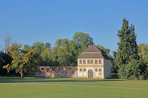 Historic stables, castle garden, Zerbst, Fläming, Saxony-Anhalt, Germany