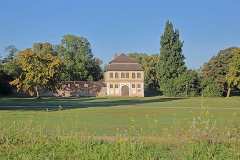 Historic stables, castle garden, Zerbst, Fläming, Saxony-Anhalt, Germany