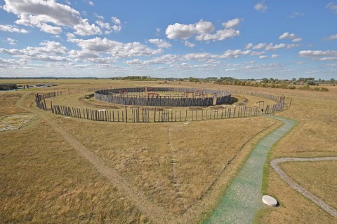 Archaeological reconstructed circular ditch from the Stone Age, Bronze Age, ring ditches,