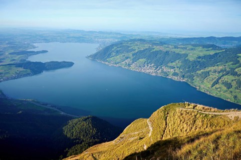 View from Rigi Kulm to Lake Zug and the Kiemen, Walchwil, Canton Zug, Switzerland