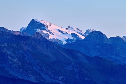 View from Rigi Kulm to the snow-covered Titlis, Engelberg, Canton Obwalden, Switzerland