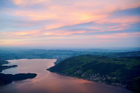 View from Rigi Kulm to Lake Zug and the Kiemen, Walchwil, Canton Zug, Switzerland