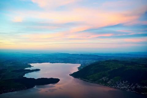 View from Rigi Kulm to Lake Zug and the Kiemen, Walchwil, Canton Zug, Switzerland