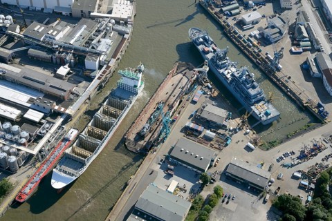 Norderwerft, shipyard, shipbuilding, navy, dock, ship, Bundeswehr, Hamburg, Germany
