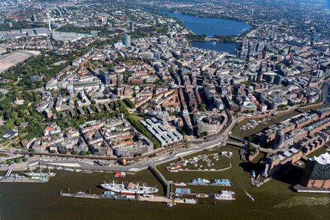 Europe, Germany, Hamburg, Alster, city, city view, cityscape, aerial view, from, above, water,