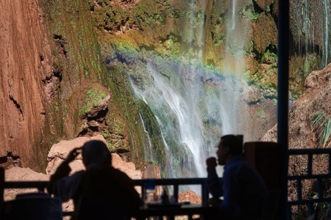 Beautifull cascades of waterfall Ouzoud in Morocco. View from the restaurant