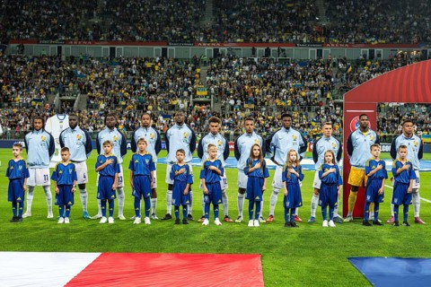 WROCLAW, POLAND - SEPTEMBER 5, 2025: Football match Ukraine vs France 0:2. Team of France during