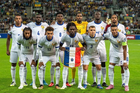 Wroclaw 05.09.2025 Eliminacje MS FIFA 2026 mecz Ukraina - Francja n/z reprezentacja Francji gora