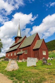 Hegge Stave Church with cemetery, Hegge, Innlandet, Norway