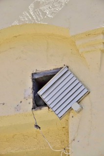 Hiding place of a pigeon, symbolic image for renovation needs, Germany