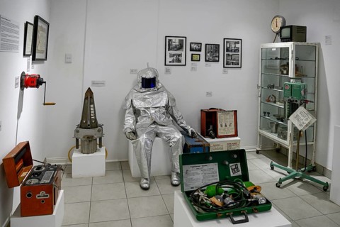 Exhibition rooms of the Jasper House Museum, Oranjemund, diamond restricted area, Karas region,