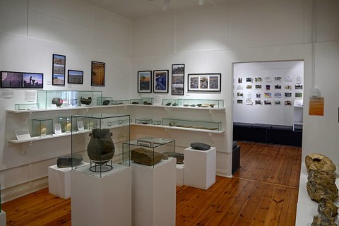 Exhibition rooms of the Jasper House Museum, Oranjemund, diamond restricted area, Karas region,
