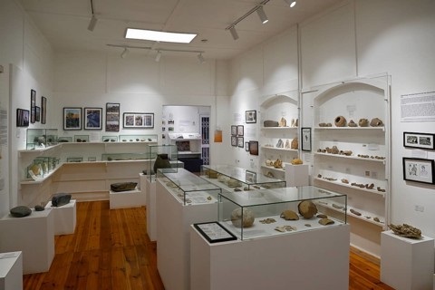 Exhibition rooms of the Jasper House Museum, Oranjemund, diamond restricted area, Karas region,
