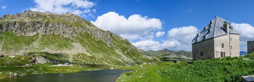Panoramic photo view to the right left side of Ospizio Hospiz Herberge San Gottardo St. Gotthard