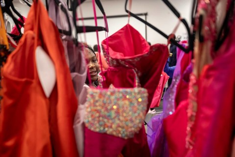 Detroit, Michigan USA - 13 September 2025 - High school students search for free homecoming dresses