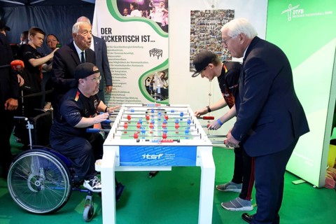 At the stand: German Table Football Association: H.E. Marcelo Rebelo de Sousa President of the
