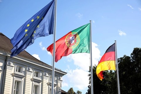 Flags: Europe, Portugal and Germany - Citizens' Festival of the Federal President, Bellevue Palace,