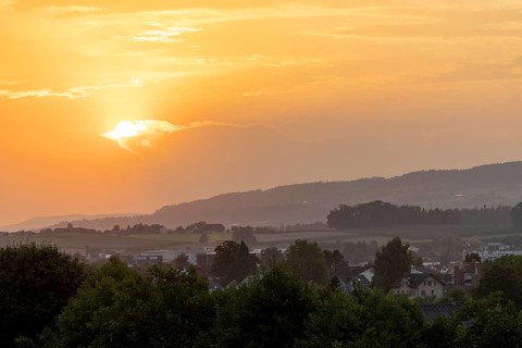 Sunset at the village of Erlen, behind Ottenberg near Weinfelden, Thurgau, Switzerland