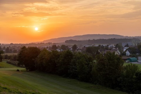 Sunset at the village of Erlen, behind Ottenberg near Weinfelden, Thurgau, Switzerland