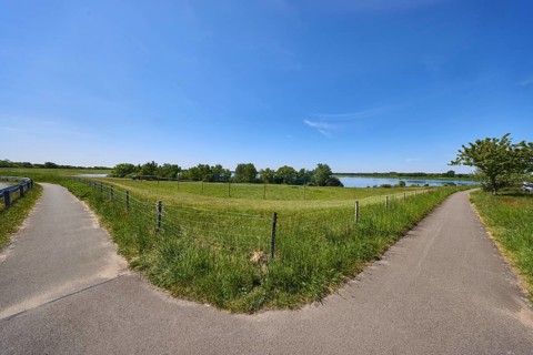 Reservoir Alfsee, flood protection, flood retention basin, nature reserve, fence, footpath and