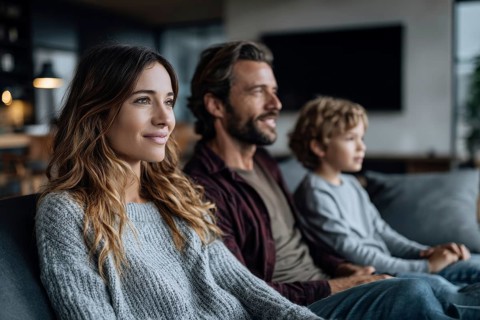 Family enjoying dinner together in the backyard during sunset, AI generated
